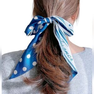 Blue Polka Dot Hair Scarf
